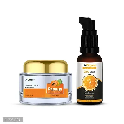 LA Organo Vitamin C Serum 30 ML and Papaya Skin Whitening Cream 50 GM (Pack of 2)