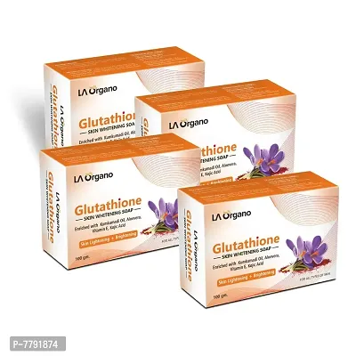 LA Organo Glutathione Kumkumadi Skin Lightening & Brightening Soap For All Skin Type (100gm) Pack of 4