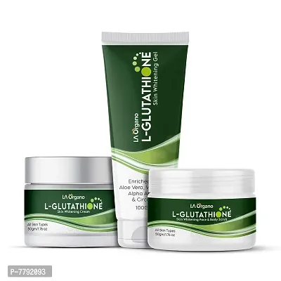 LA Organo Glutathione Cream, 50g  Glutathione Face Scrub, 50g  Glutathione Gel, 100g (Pack of 3)