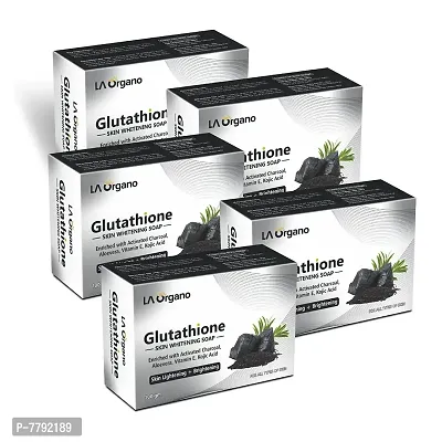 LA Organo Glutathione Activated Charcoal Skin Whitening Soap For All Skin Type (100gm) Pack of 5