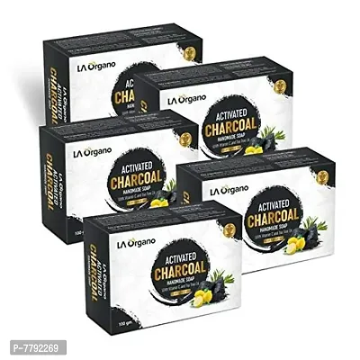 LA Organo Charcoal Handmade Soap (100 gm, Pack of 5)