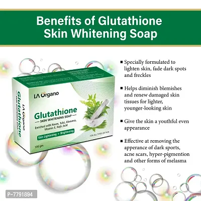LA Organo Glutathione Neem  Tulsi Skin Whitening Soap, with Kojic Acid for Skin Lightening  Brightening, Dark Spot and Dead Skin Cell Removal, Fairness Soap - All Skin Type (Pack of 3)-thumb3