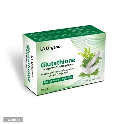 LA Organo Glutathione Neem and Tulsi Skin Lightening and Brightening Soap 100 GM-thumb0