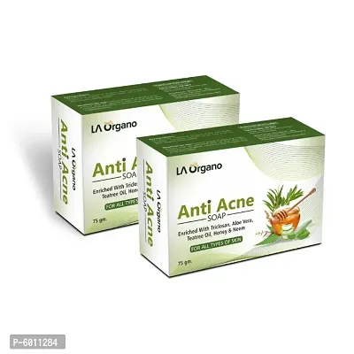 LA Organo Anti Acne Soap For Remove Acne, Blemishes, Scars, Pimples, Dark Spots for All Skin Pack of 2