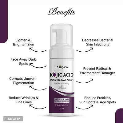 LA Organo Kojic Acid Skin Brightening and Lightening with Vitamin C Foaming Face Wash 100ML-thumb3