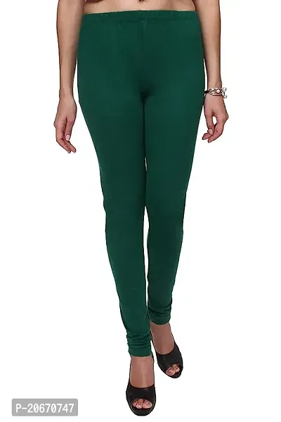 Stunning Green Cotton Solid Leggings For Women-thumb0