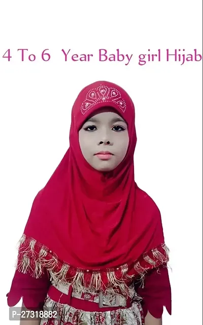 Contemporary Maroon Cotton Embellished Hijab For Girls-thumb0