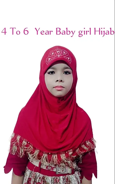 Contemporary Maroon Cotton Embellished Hijab For Girls