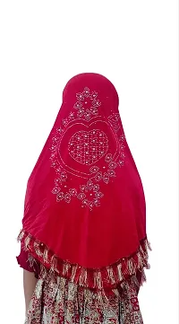 Contemporary Red Cotton Embellished Hijab For Girls-thumb1