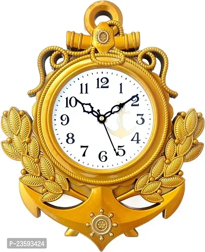 Stylish Golden Plastic Analog Wall Clock-thumb0