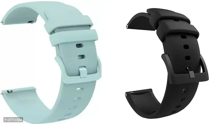 Sacriti Buckle Silicone Belt 22mm compatible with Noise Noisefit Active Sports Band 22 mm Silicone Watch Strap Light Green MATT BLACKpack of 2