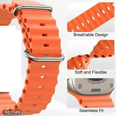 Sacriti Ocean Strap Compatible with I Watch Ultra Bands 49mm 45mm 44mm 42mm Sport Loop 42 mm Silicone Watch Strap Orange-thumb2