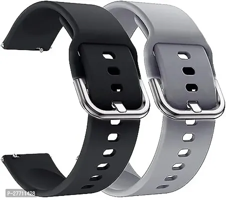 Sacriti Replacement Band 19mm Metal Buckle Silicon Compatible with Boat Storm Noise 19 mm Silicone Watch Strap Black Grey pack of 2