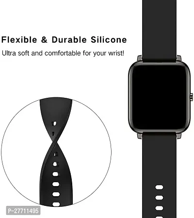 Sacriti 20mm strap for all smartwatch and analog wristwatchcompatible watch in picture 20 mm Silicone Watch Strap GreyBlackBluepack of 3-thumb4