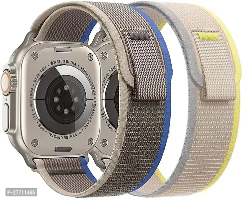 Sacriti Trail Watch Strap For 45 44 42 mm Also For Series 9 8 7 6 5 4 3 2 1 SE 49 mm Fabric Watch Strap Grey Blue Grey Yellow pack of 2-thumb0