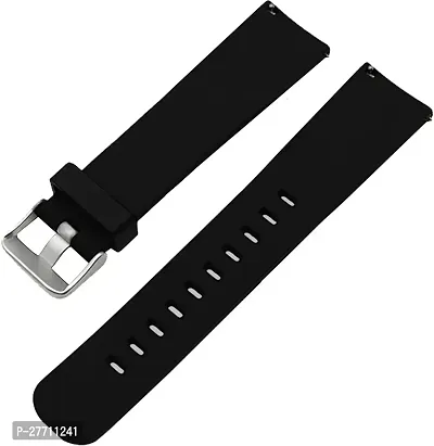 Sacriti Soft Silicone Strap Compatible with Ambrane Wise Eon Pro 20 mm Silicone Watch Strap Black-thumb0