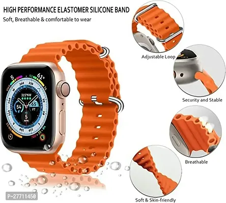 Sacriti Ocean Band Belt Strap for I Watch Ultra 49 MM 45 mm 44 mm 42 mm 49 mm Silicone Watch Strap Orange-thumb2