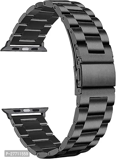 Sacriti Ultra Stainless Steel Metal Chain Strap Band Compatible for iWatch Series 7 42 mm Metal Watch Strap Blackpack of 1-thumb0