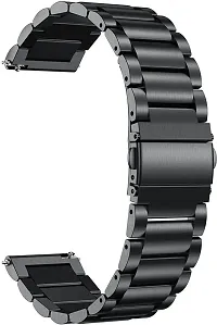 Sacriti premium Chain Compatible for AmazfitGTS2MiniBipBipUProLiteGalaxy Active2 22 mm Stainless Steel Watch Strap Black-thumb1