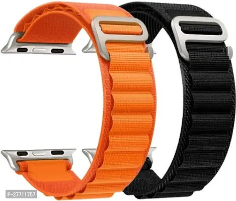 Sacriti Alpine Watch Strap 42MM 44MM 45 MM Also For Series 987654321SE 49 mm Fabric Watch Strap Black Orangepack of 2-thumb0