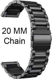 Sacriti Premium Black Chain Compatible for AmazfitGTS2MiniBipBipUProLiteGalaxy 20 mm Stainless Steel Watch Strap Black pack of 2-thumb1