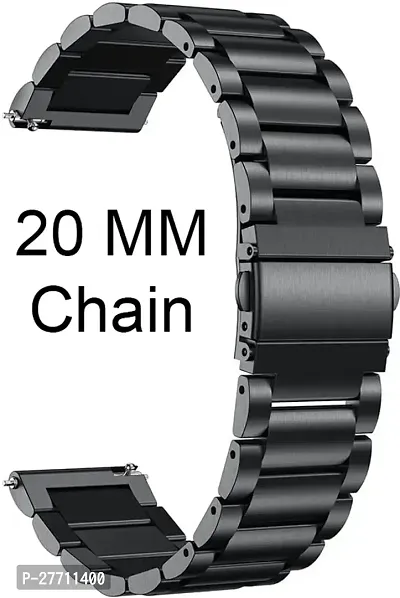 Sacriti Premium Black Chain Compatible for AmazfitGTS2MiniBipBipUProLiteGalaxy 20 mm Stainless Steel Watch Strap Black pack of 2-thumb2