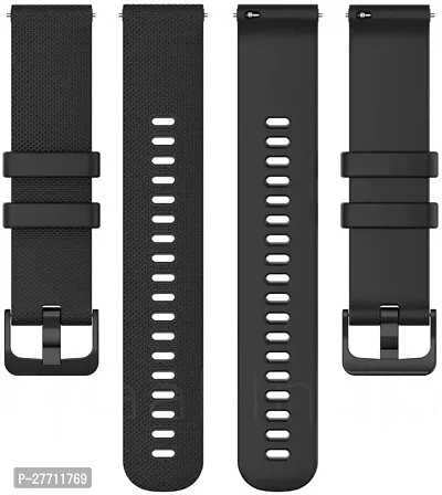Sacriti 22mm Universal Silicone Strap with Dot Texture Metal Buckle for smart Watch 22 mm Silicone Watch Strap Blackpack of 2