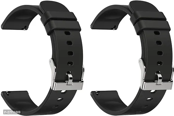 Sacriti Strap Compatible with Amazfit GTS2 MiniBipBipUProLiteBipSGalaxy Watches 22 mm Silicone Watch Strap Blackpack of 2