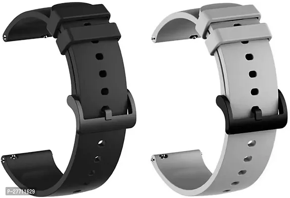 Sacriti Silicone Belt 22mm compatible with Noise Noisefit Active Smartwatch Sports Band 22 mm Silicone Watch Strap Black Greypack of 2