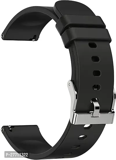 Sacriti Soft Silicon strap with silver buckle 22 mm Silicone Watch Strap Black pack of 2-thumb2