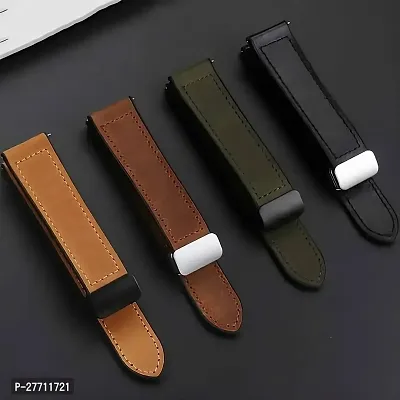 Sacriti Leather Bands with Magnetic Folding Buckle 22 mm Genuine Leather Watch Strap Blackpack of 1-thumb2