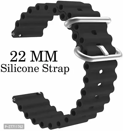 Sacriti P26BIN09 Compatible with AmazfitMiniBipUProLiteSGTS22eGalaxyActive2 22 mm Silicone Watch Strap Blackpack of 1