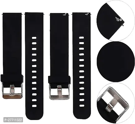 Sacriti Soft Silicon strap with silver buckle 22 mm Silicone Watch Strap Black pack of 2