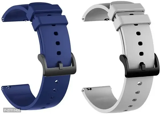 Sacriti 22mm Soft Strap compatible Description Smart Watch Strap Blue and Grey  22 mm Silicone Watch Strap Mullti Color pack of 2