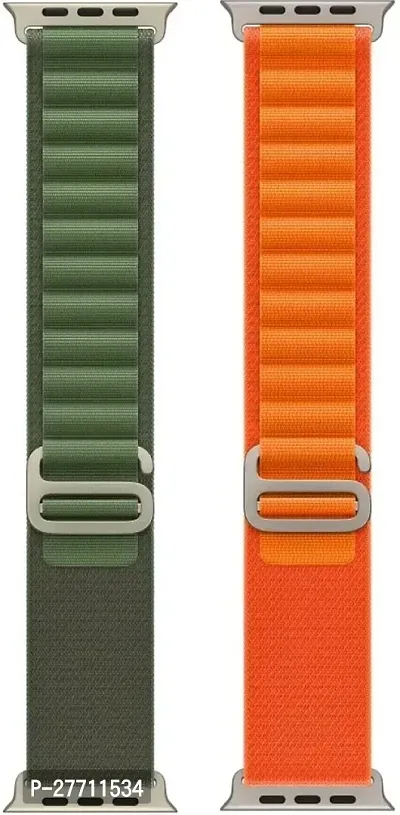 Sacriti Alpine Watch Strap 42MM 44MM 45 MM Also For Series 987654321SE 49 mm Fabric Watch Strap Dark Green Orangepack of 2-thumb0