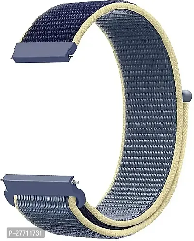 Sacriti Nylon Watch Strap For 22 mm Fabric Watch Strap Blue With Yellow Edgespack of 1