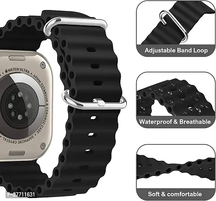 Sacriti Loop Band with Watch Band Ultra 49mm 45mm 44mm 42mm Adjustable Loop Black 44 mm Silicone Watch Strap Blackpack of 1