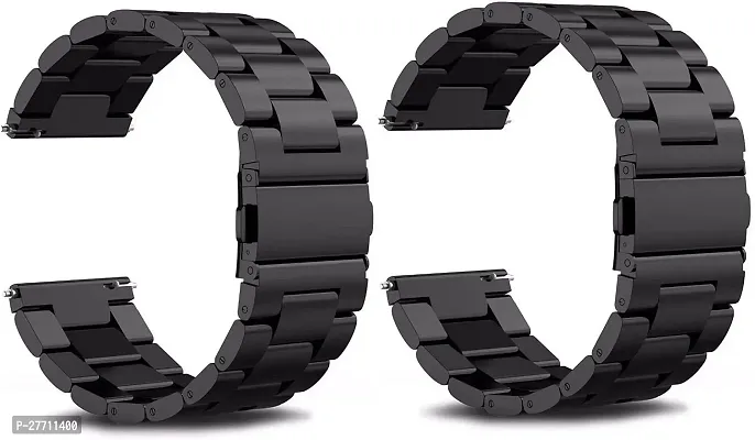 Sacriti Premium Black Chain Compatible for AmazfitGTS2MiniBipBipUProLiteGalaxy 20 mm Stainless Steel Watch Strap Black pack of 2-thumb0