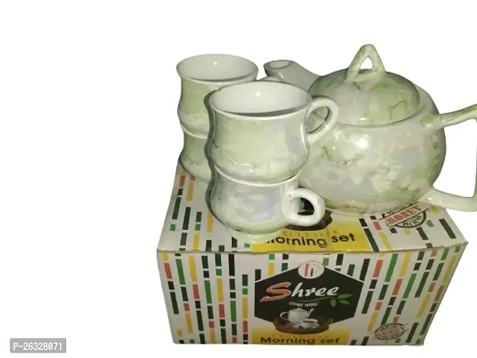 Useful Ceramic Tea Cups With Kettle- 5 Pieces