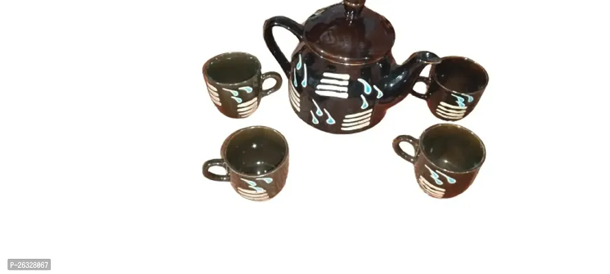 Useful Ceramic Tea Cups With Kettle- 5 Pieces