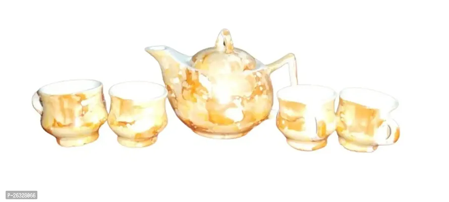 Useful Bone China Tea Cups With Kettle- 5 Pieces-thumb0