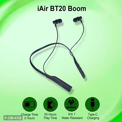 IAIR B20 Boom 50 Hrs Playtime | Dual Pairing | ASAP Charging | Crystal Clear Sound | Bluetooth Neckband (Black)-thumb2