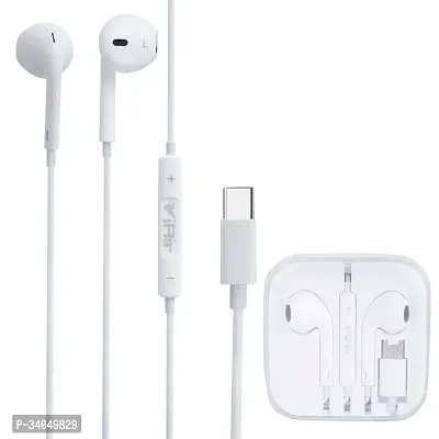 H15 Pro Wired Type C Headphone Wired Headset  (White, In the Ear)-thumb0