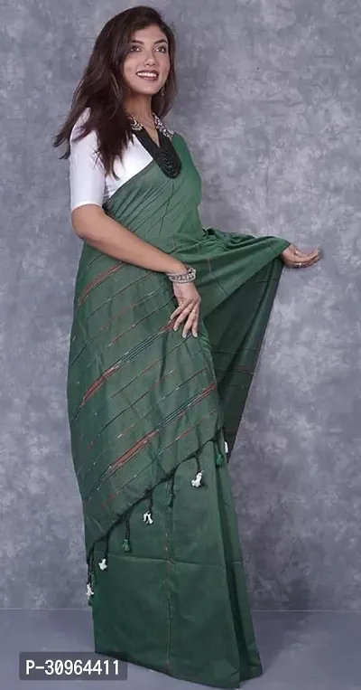 Beautiful Cotton Green Woven Design  Saree with Blouse piece For Women-thumb3