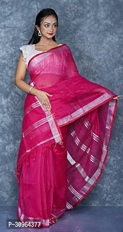 Beautiful Cotton Red Woven Design  Saree with Blouse piece For Women-thumb3