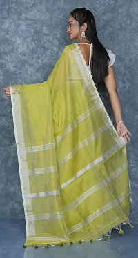 Beautiful Cotton Green Woven Design  Saree with Blouse piece For Women-thumb1