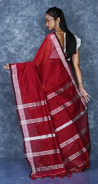 Beautiful Cotton Maroon Woven Design  Saree with Blouse piece For Women-thumb1