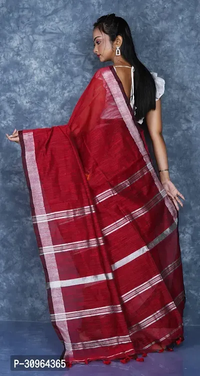 Beautiful Cotton Maroon Woven Design  Saree with Blouse piece For Women-thumb2