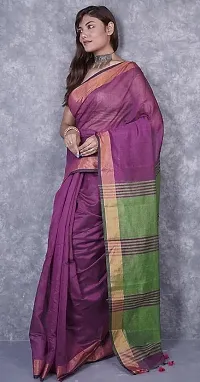 Beautiful Cotton Purple Woven Design  Saree with Blouse piece For Women-thumb2