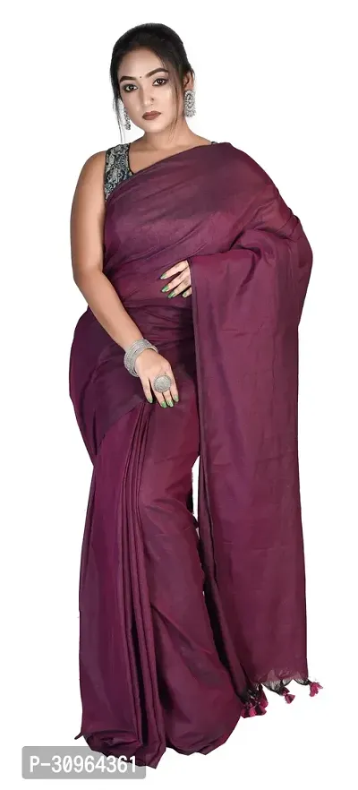 Beautiful Cotton Brown Woven Design  Saree with Blouse piece For Women